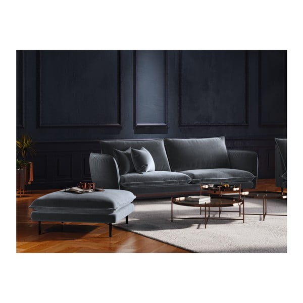 Siv žameten tabure Cosmopolitan Design Vienna, 100 x 80 cm-image-3