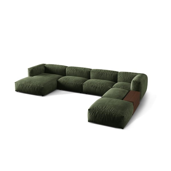 Zelena žametna kotna sedežna garnitura (desni kot/v obliki črke "U") Martina – Micadoni -image-1