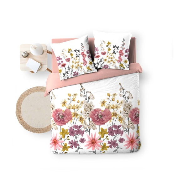 Bela/rožnata podaljšana posteljnina za zakonsko posteljo iz muslina 240x260 cm Rosine – douceur d'intérieur-image-2