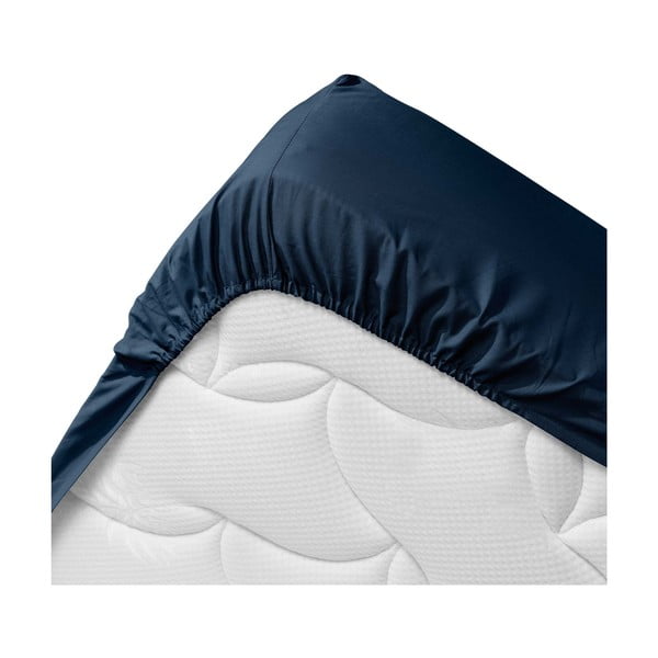 Temno modra napenjalna rjuha iz organskega bombaža 90x190 cm Biolina – douceur d'intérieur-image-3