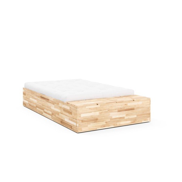 Zakonska postelja iz masivnega bora s prostorom za shranjevanje z letvenim dnom 160x200 cm v naravni barvi Basement Bed – Karup Design-image-3