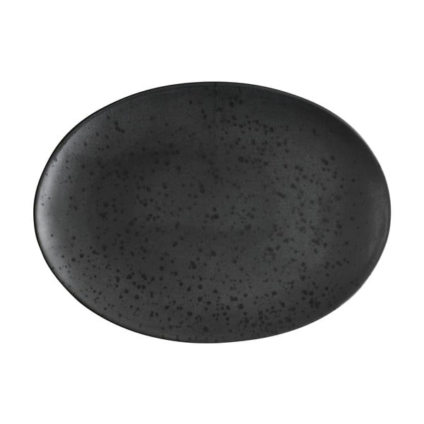 Črna ovalna servirna posoda iz kamnite posode Bitz Basics Black, 45 x 34 cm