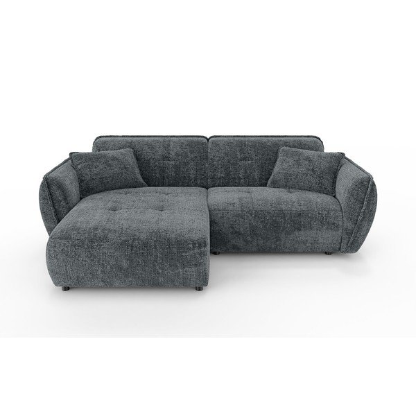 Temno siva kotna sedežna garnitura iz šenilje (levi kot/z ležalnikom) Nelia – Ropez