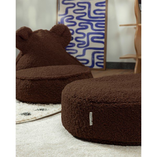 Temno rjav otroški tabure iz tkanine bouclé Warm Hazel – Wigiwama-image-4