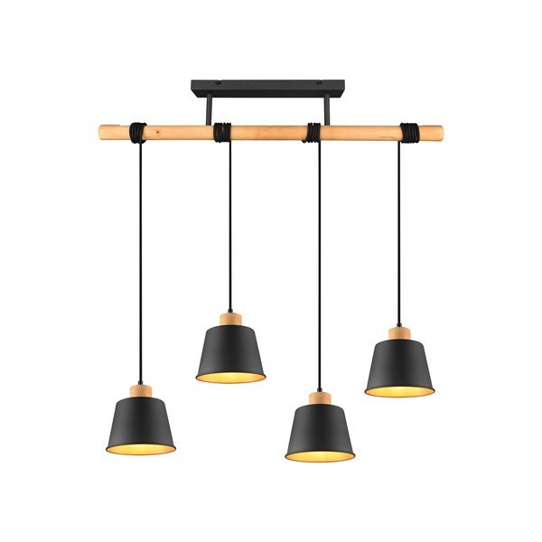 Viseča svetilka s kovinskim senčilom v črni in naravni barvi ø 18 cm Harris – Trio-image-2