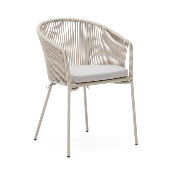 Kremno bel kovinski/oblazinjen vrtni stol Yanet – Kave Home