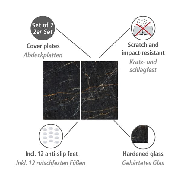 Zaščitne plošče za štedilnik iz kaljenega stekla 2 ks 52x30 cm Marble – Allstar-image-2