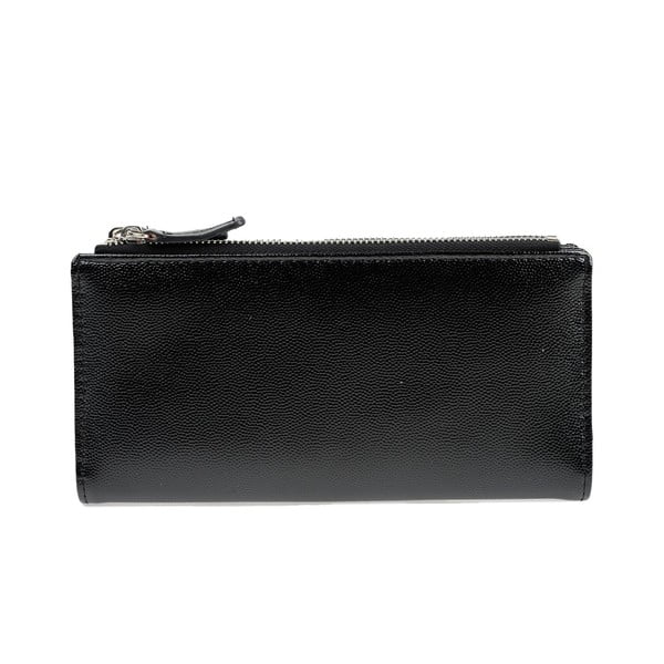 Črna denarnica iz usnja Carla Ferreri, 10,5 x 19 cm