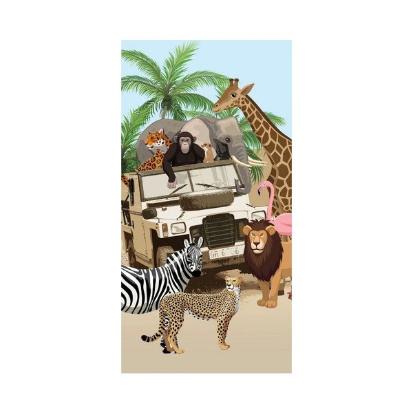 Brisača za plažo s potiskom Good Morning Jeep Jungle, 75 x 150 cm