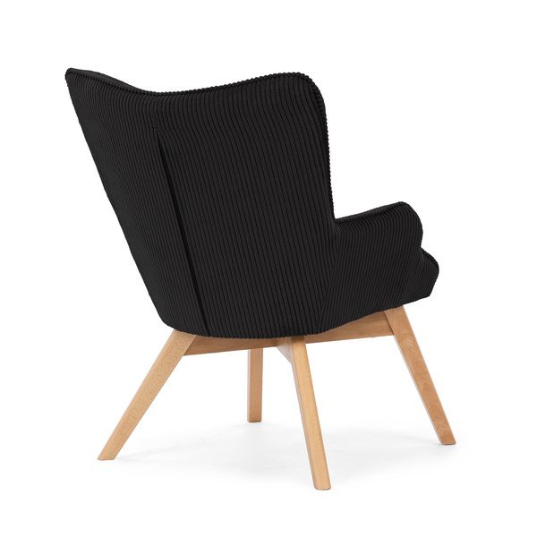 Črn fotelj iz rebrastega žameta Niko – Ropez-image-3