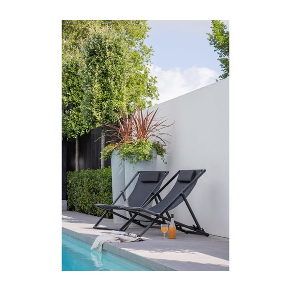 Črn kovinski zložljiv vrtni ležalnik Esper – Exotan-image-2