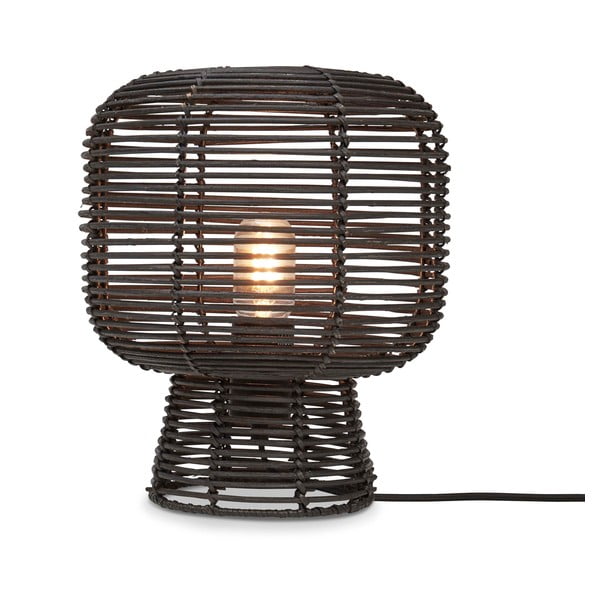 Črna namizna svetilka s senčnikom iz ratana (višina 30 cm) Tanami – Good&Mojo