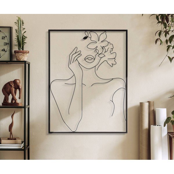 Kovinska stenska dekoracija 60x80 cm Woman with Flowers - Mauro Ferretti-image-1