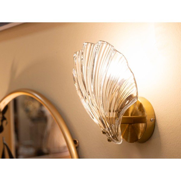 Steklena stenska svetilka v zlati barvi Da Muro Shell – Mauro Ferretti-image-1
