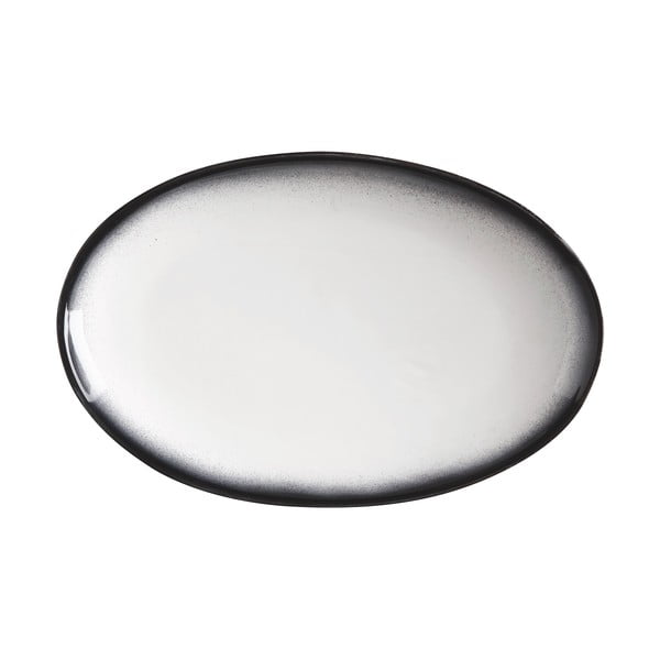 Belo-črn keramični ovalni krožnik Maxwell & Williams Caviar, ø 25 x 16 cm