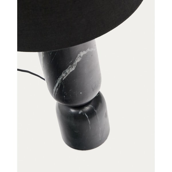 Črna marmorna namizna svetilka s tekstilnim senčilom (višina 57 cm) Vex – Kave Home-image-3