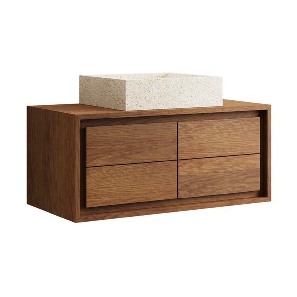 Rjava stenska omarica za pod umivalnik iz masivnega tika 90x40 cm Kenta – Kave Home-image-3