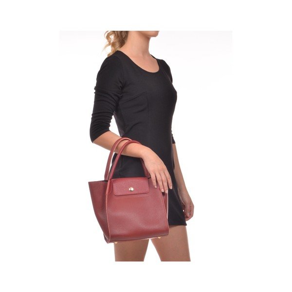 Rdeča usnjena torbica Roberta M Pola Rosso-image-1