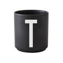 Črna porcelanasta skodelica Design Letters Alphabet T, 250 ml