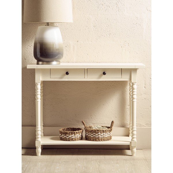 Slonokoščena stranska mizica iz masivnega bora 35x96 cm Heritage – Premier Housewares-image-4