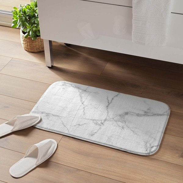 Bela/siva tekstilna kopalniška preproga 45x75 cm Marbre – douceur d'intérieur-image-1