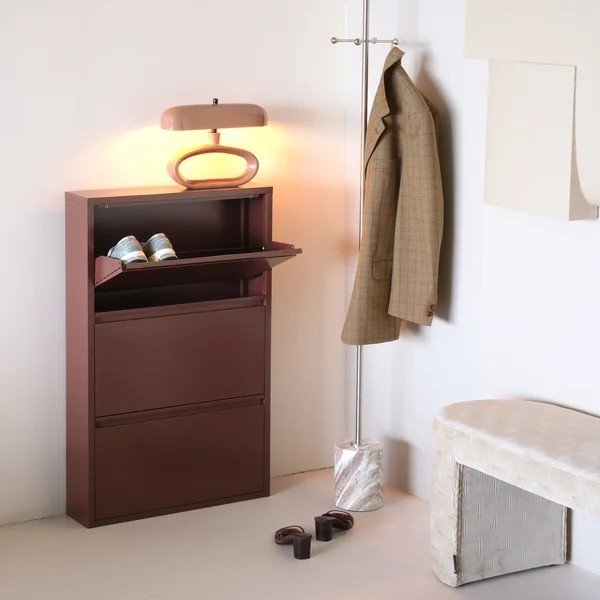 Bordo rdeča kovinska preklopna omarica za čevlje 66x103x16 cm Sabine – WOOOD-image-2