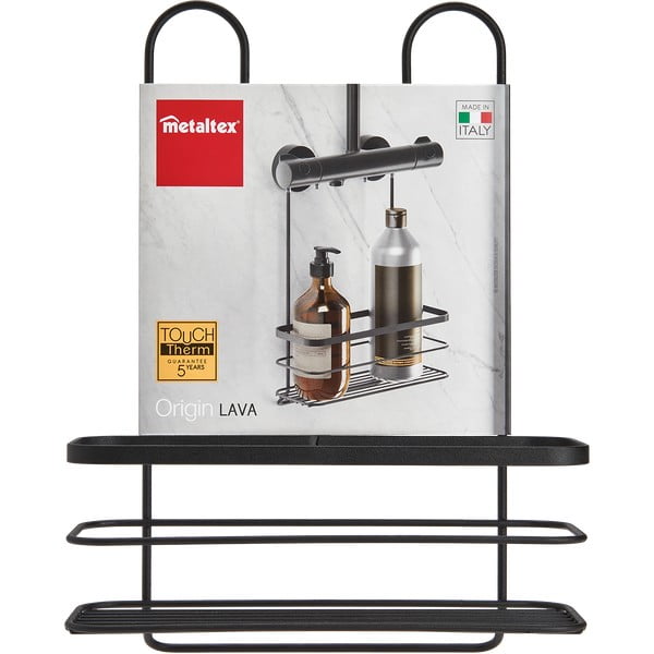 Črna viseča kopalniška polica Metaltex Oringin-image-2