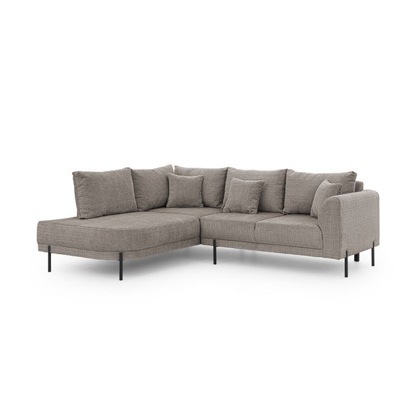 Sivorjava kotna sedežna garnitura iz šenilje (levi kot/v obliki črke L) Mauris  – Ropez-image-2