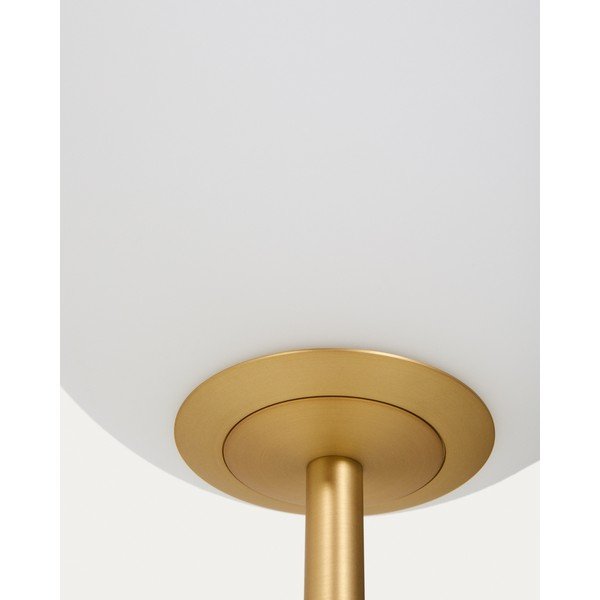 Bela/v zlati barvi stoječa svetilka s steklenim senčilom (višina 165 cm) Brisia – Kave Home-image-3