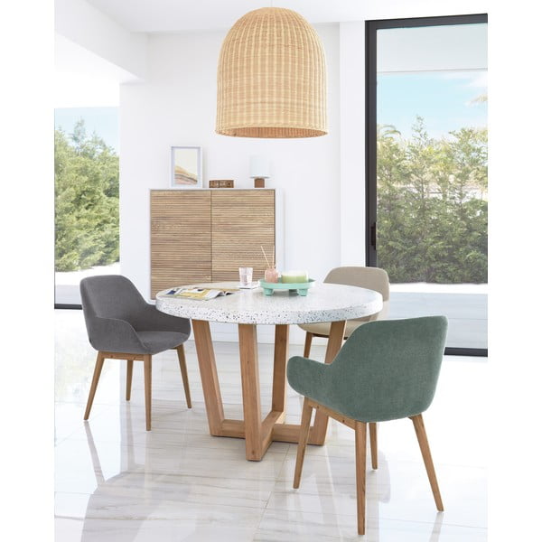 Zelen oblazinjen jedilni stol z nasloni za roke Konna – Kave Home-image-1