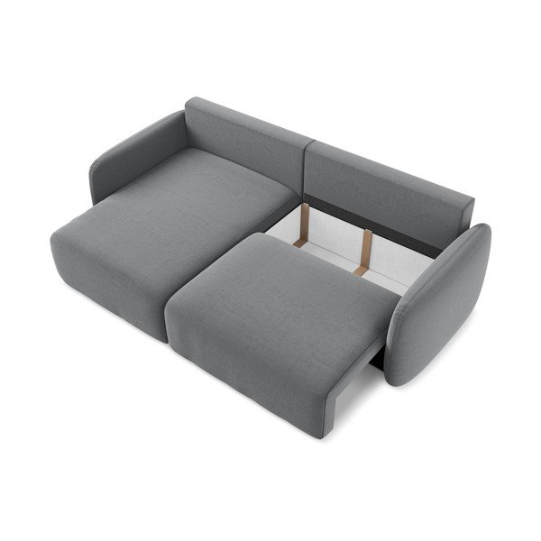 Siva žametna raztegljiva/s prostorom za shranjevanje kotna sedežna garnitura (levi kot/z ležalnikom) Kalena – Makamii-image-4