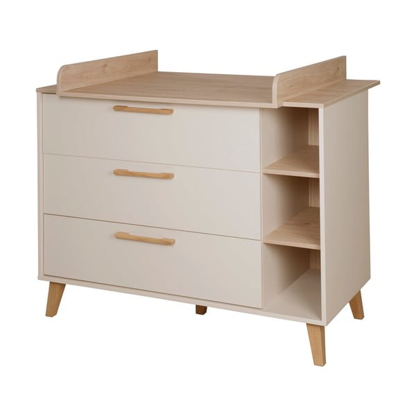 Kremno bela/naravna otroška komoda v hrastovem dekorju s previjalnim pultom 117x103x78 cm Jil – Roba-image-2
