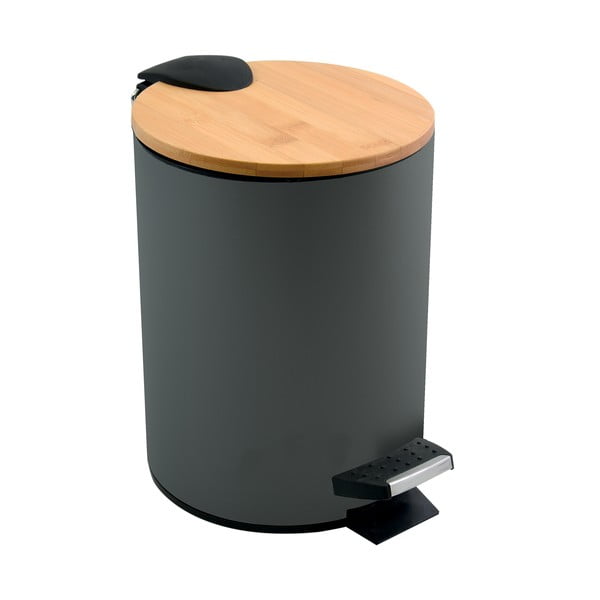Temno siv jeklen koš za smeti s pedalom 5 l Adonis – Spirella