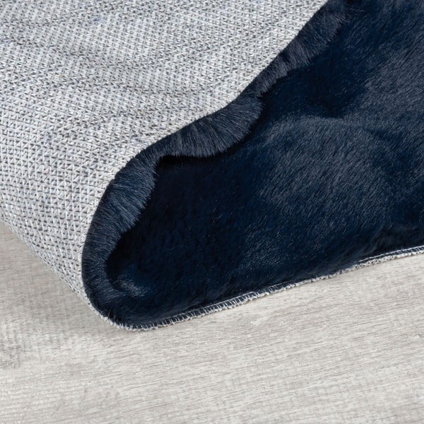 Temno modro sintetično krzno 80x150 cm Waffle Faux Fur – Flair Rugs-image-3