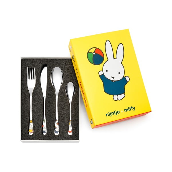 Otroški jedilni pribor iz nerjavečega jekla v srebrni barvi 4 ks Miffy – Zilverstad