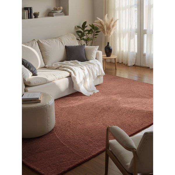 Ročno tkana volnena preproga v barvi terakote 80x150 cm Calmio – Hanse Home-image-1