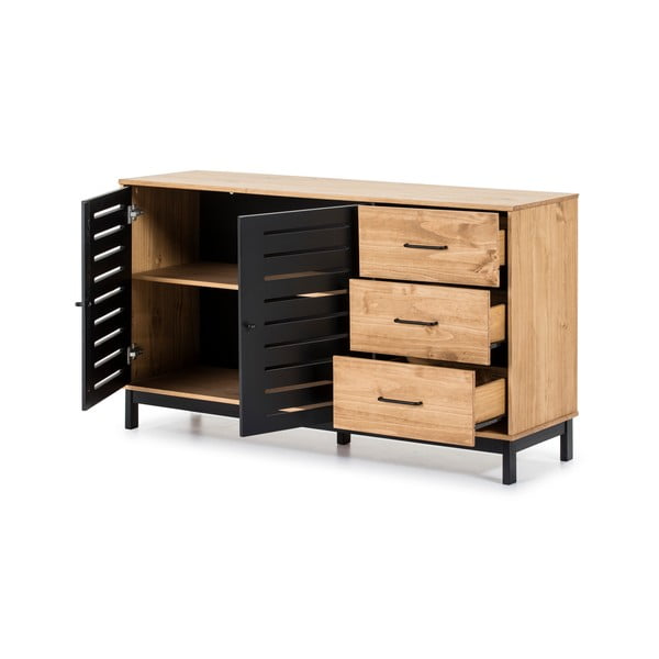 Komoda z leseno strukturo in črnimi detajli Marckeric Alessia, širina 141 cm-image-4