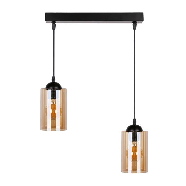 Črna viseča svetilka s steklenim senčnikom 10x34 cm Bistro - Candellux Lighting-image-2