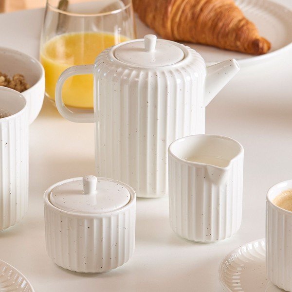 Bel čajnik iz porcelana new bone china 540 ml Ora Gloss – Salt&Pepper-image-2