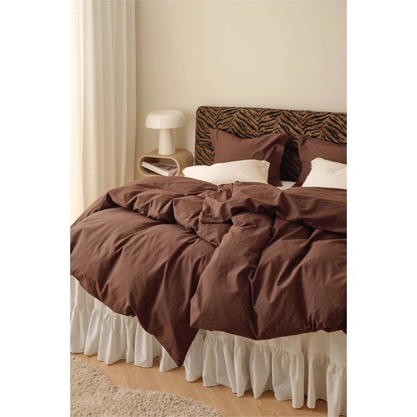 Rjava enojna posteljnina iz organskega bombaža 150x200 cm Juliette – Ellos Home-image-1