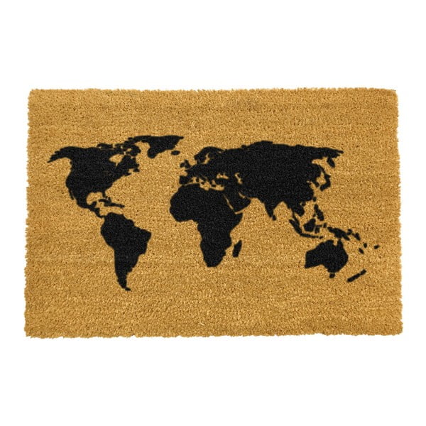 Predpražnik iz naravnih kokosovih vlaken Artsy Doormats World Map, 40 x 60 cm