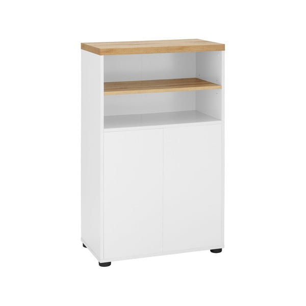 Bela visoka kopalniška omarica v hrastovem dekorju 60x102 cm Thessa – Støraa-image-1