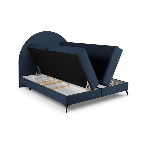 Temno modra boxspring postelja s prostorom za shranjevanje 160x200 cm Sunrise - Cosmopolitan Design-image-4