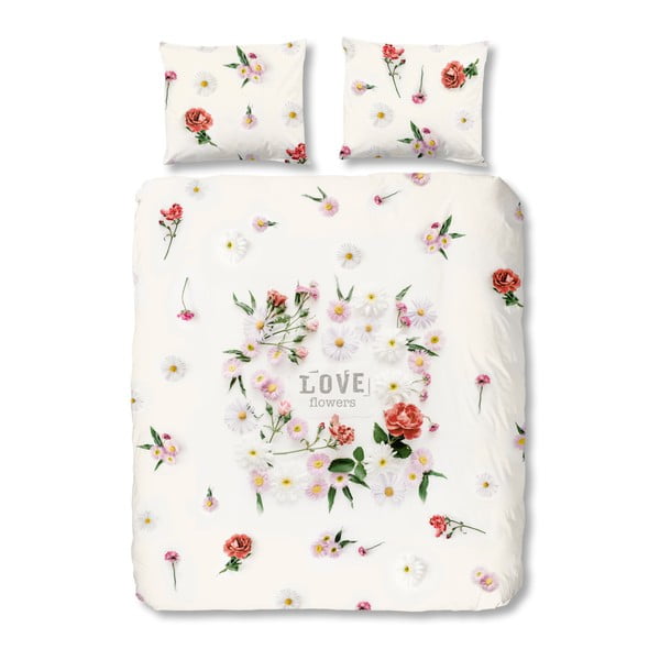 Bombažno posteljno perilo za zakonsko posteljo Dobro jutro, cvetje, 200 x 240 cm
