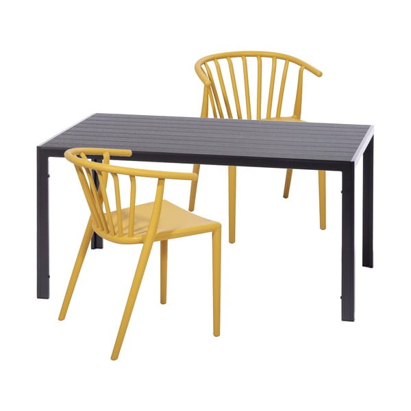 Komplet 2 rumenih jedilnih stolov Capri in črne mize Viking - Bonami Essentials