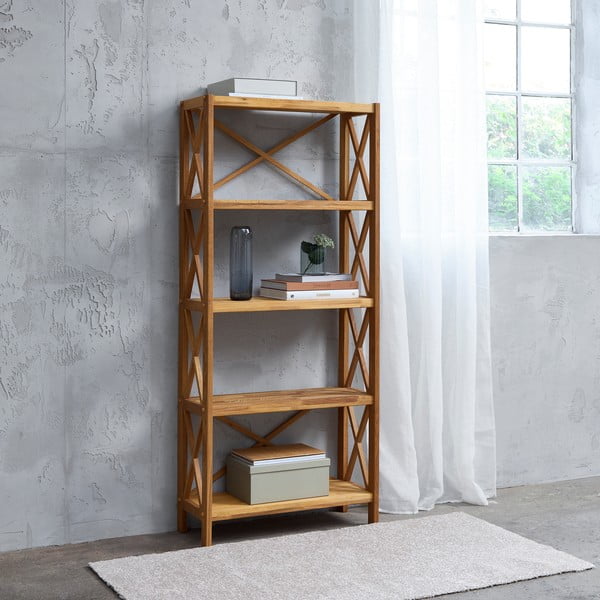Regal iz masivnega hrasta v naravni barvi 70x161 cm X-Shelf – Unique Furniture-image-1