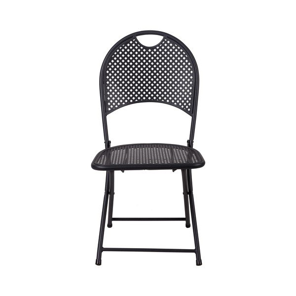 Komplet 2 črnih zložljivih kovinskih stolov Crido Consulting Iron-image-3