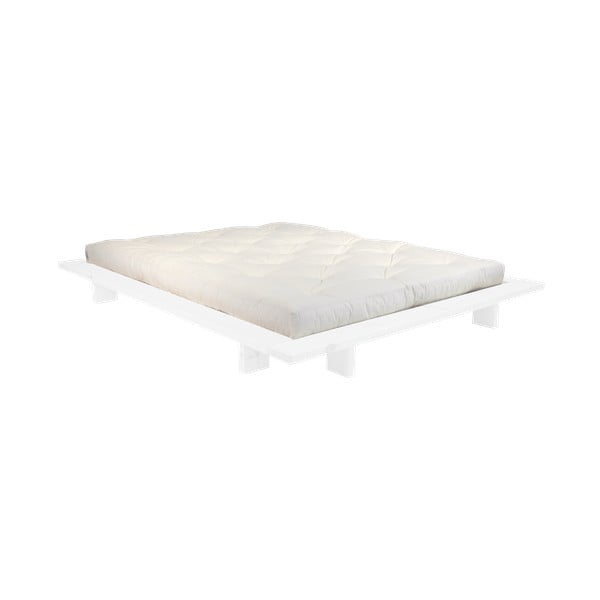 Postelja iz borovega lesa z vzmetnico Karup Design Japan Comfort Mat White/Natural, 140 x 200 cm