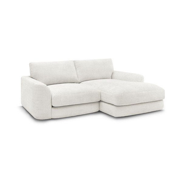 Bela kotna sedežna garnitura iz šenilje (desni kot/z ležalnikom) Leonore – Bobochic Paris