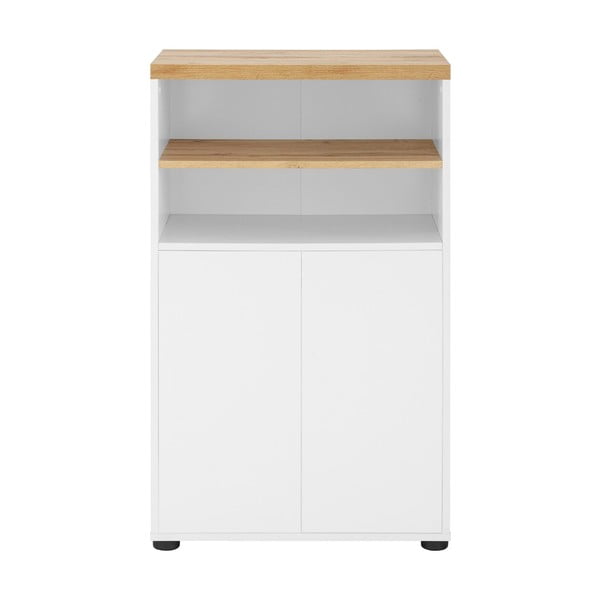 Bela visoka kopalniška omarica v hrastovem dekorju 60x102 cm Thessa – Støraa
